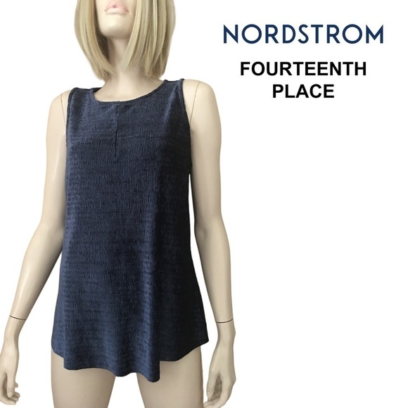 NORDSTROM FOURTEENTH PLACE Hi-Low Ribbed Stretch Velvet Top Tank Tunic Oversized - Picture 1 of 15